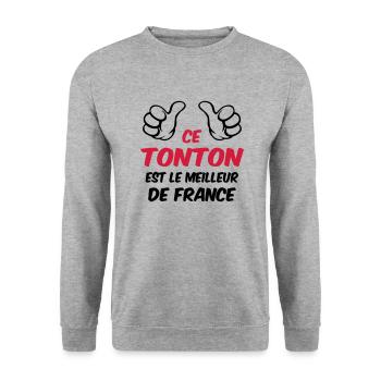 Tonton / Tata / Parrain / Marraine / Tante / Oncle - Sweat-shirt Unisexe - gris chiné - Devant - Alina (178cm) & Michal (187cm)