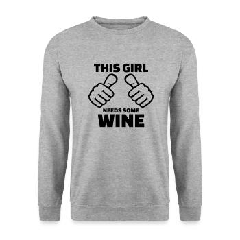 Wein - Unisex Pullover - Weißgrau meliert - Vorne - Alina (178cm) & Michal (187cm)