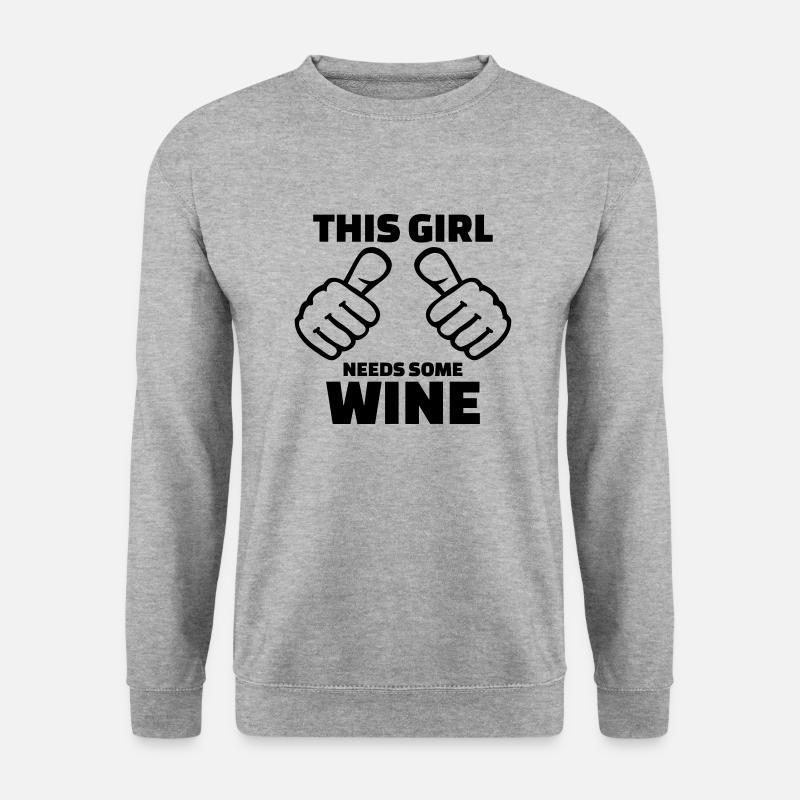 Wein - Unisex Pullover - Weißgrau meliert