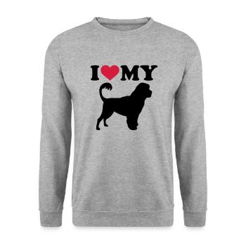 Portugiesischer Wasserhund - Unisex Pullover - Weißgrau meliert - Vorne - Alina (178cm) & Michal (187cm)