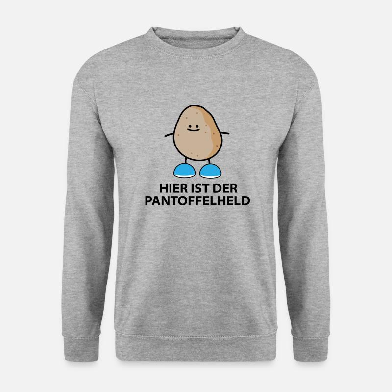 Hier ist der Pantoffelheld - Unisex Pullover - Weißgrau meliert