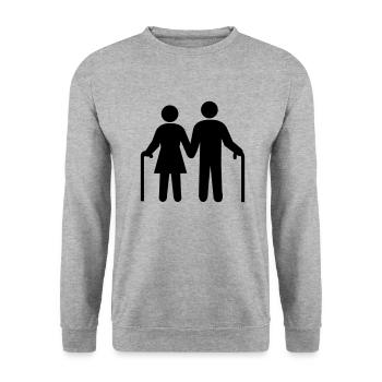 ehepaar_opa_und_oma - Unisex Pullover - Weißgrau meliert - Vorne - Alina (178cm) & Michal (187cm)