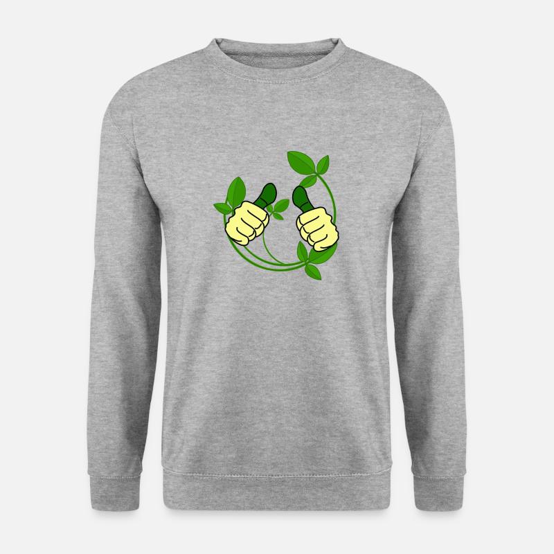 Grüner Daumen, Garten - Unisex Pullover - Weißgrau meliert
