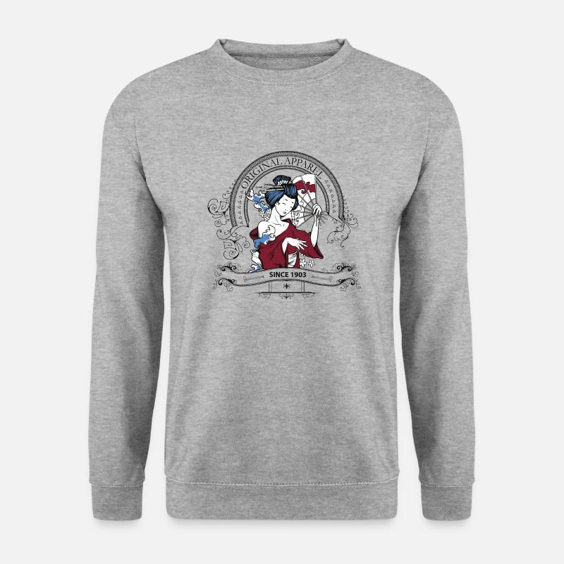 Schöne und kraftvolle Geisha - Unisex Pullover - Weißgrau meliert