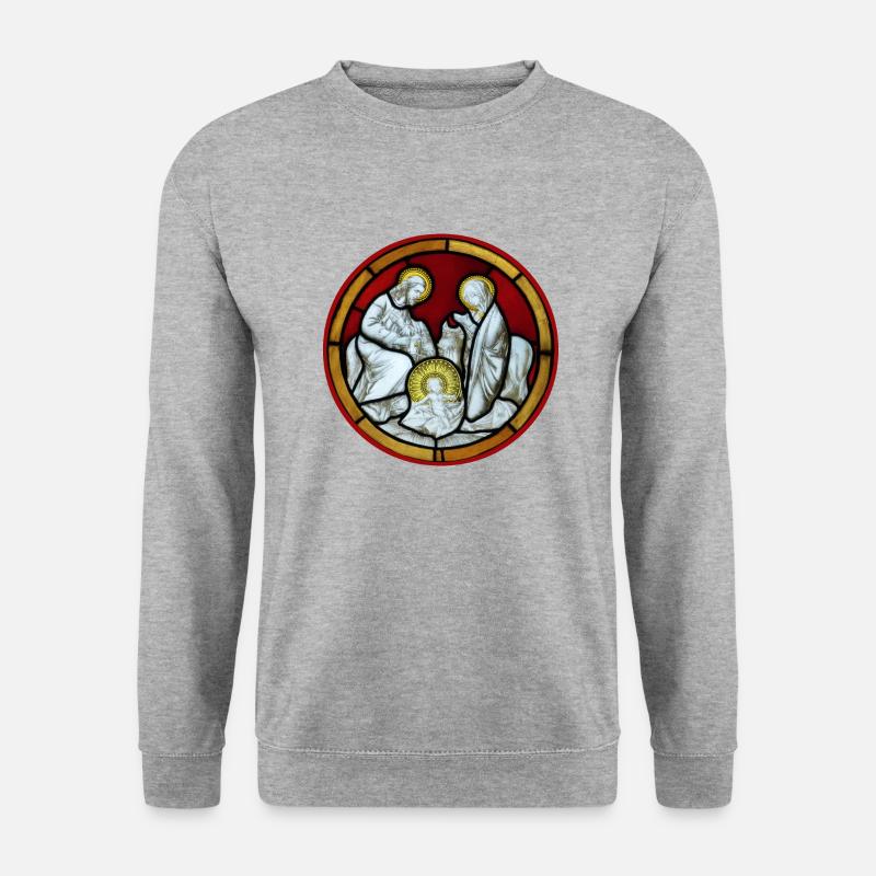 kirchenfenster heilige familie - Unisex Pullover - Weißgrau meliert