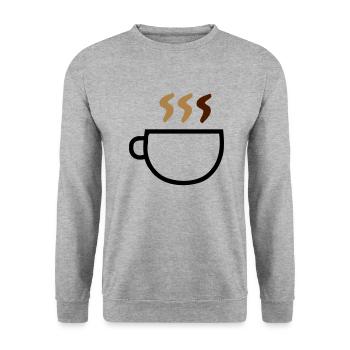 Kaffeetasse rauchen - Unisex Pullover - Weißgrau meliert - Vorne - Alina (178cm) & Michal (187cm)
