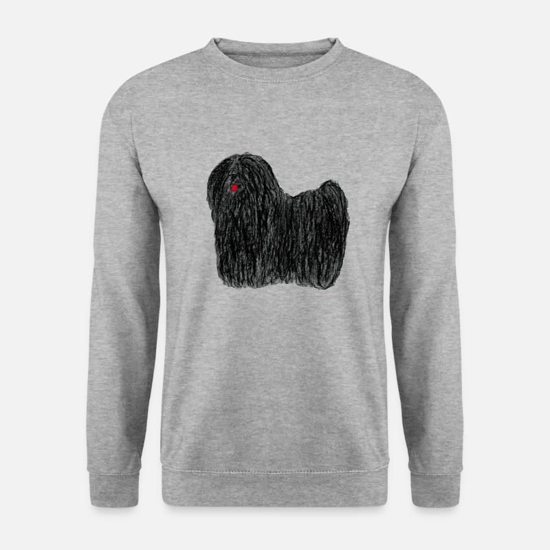 Puli - schwarzer Rastahund - Unisex Pullover - Weißgrau meliert