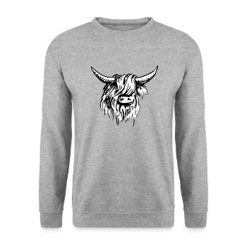 Highlander écossais 03 noir et blanc - Sweat-shirt Unisexe - gris chiné - Devant - Alina (178cm) & Michal (187cm)