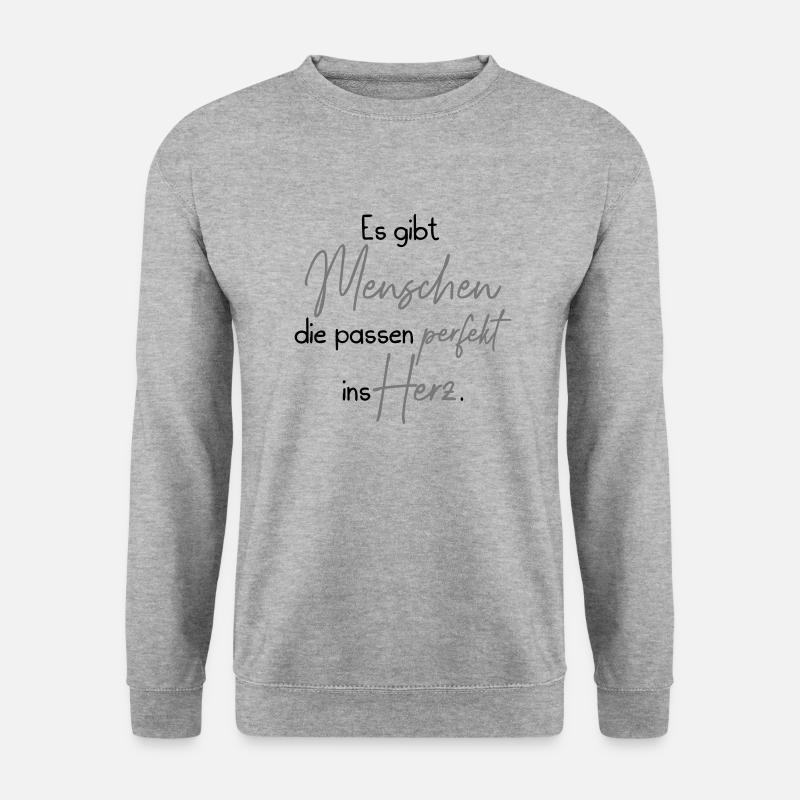 Es gibt Menschen die passen perfekt ins Herz. - Unisex Pullover - Weißgrau meliert
