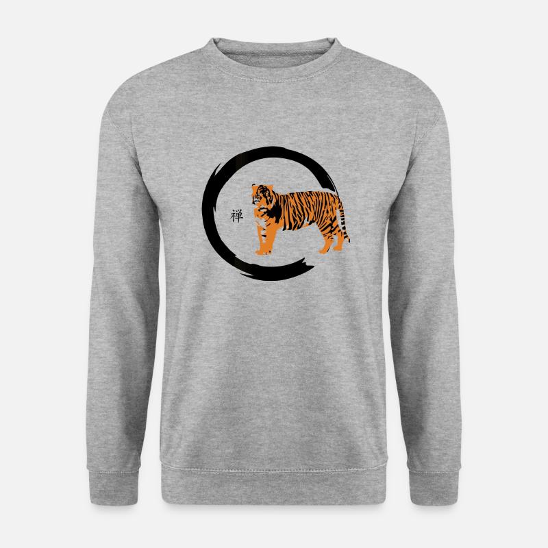 Zen Tiger - Unisex Pullover - Weißgrau meliert
