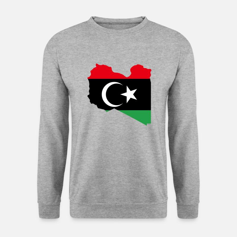 Libya flag - Unisex Pullover - Weißgrau meliert