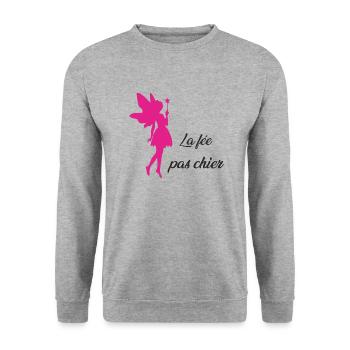La fée pas chier - Sweat-shirt Unisexe - gris chiné - Devant - Alina (178cm) & Michal (187cm)