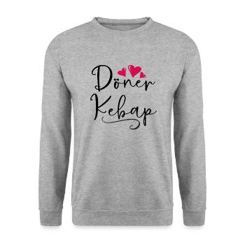 Doner Kebab Fast Food Saying Gift - Unisex Sweatshirt - salt & pepper - Front - Alina (178cm) & Michal (187cm)