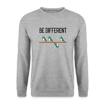 Be Different Vögel Birds - Sweat-shirt Unisexe - gris chiné - Devant - Alina (178cm) & Michal (187cm)