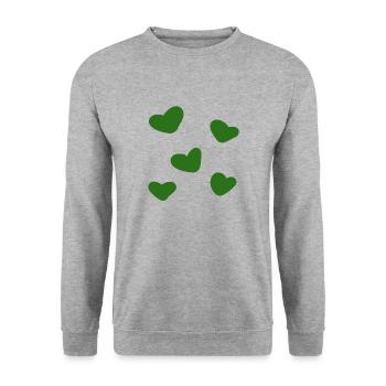 hearts green - Unisex Sweatshirt - salt & pepper - Front - Alina (178cm) & Michal (187cm)