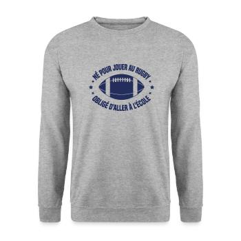 Joueur De Rugby Rigolo Rugby Ballon Humour - Sweat-shirt Unisexe - gris chiné - Devant - Alina (178cm) & Michal (187cm)