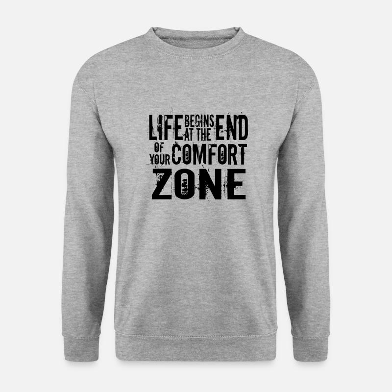 Life begins at the end of your comfort zone - Unisex Pullover - Weißgrau meliert