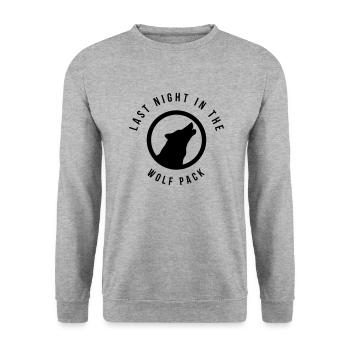 Last Night in the Wolf Pack, Polterabend, Bachelor - Unisex Pullover - Weißgrau meliert - Vorne - Alina (178cm) & Michal (187cm)