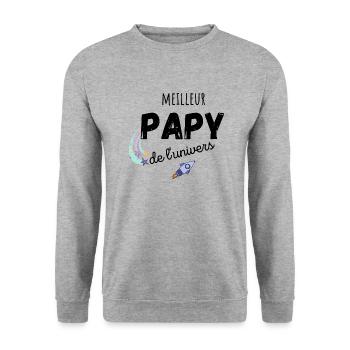 meilleur papy de l'univers cadeau papy - Sweat-shirt Unisexe - gris chiné - Devant - Alina (178cm) & Michal (187cm)