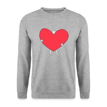 Sweet male with heart in his hands - Unisex Sweatshirt - salt & pepper - Front - Alina (178cm) & Michal (187cm)