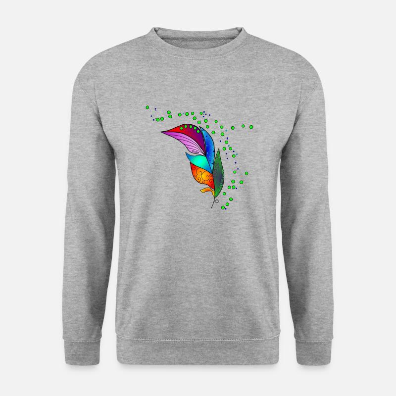 Feder - Unisex Pullover - Weißgrau meliert