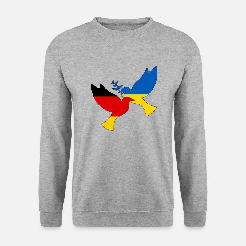 Ukraine Deutschland Friedenstaube Unterstützung - Unisex Pullover - Weißgrau meliert