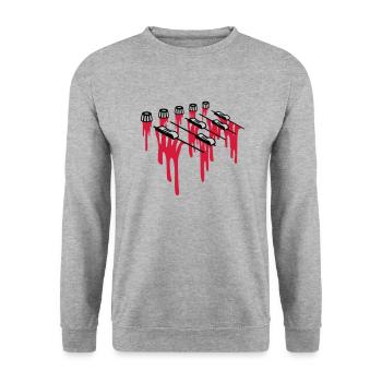 Blut Tropfen Mischpult - Unisex Pullover - Weißgrau meliert - Vorne - Alina (178cm) & Michal (187cm)
