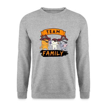 team family cat pirate dog sport schildmaid - Unisex Sweatshirt - salt & pepper - Front - Alina (178cm) & Michal (187cm)