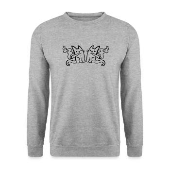 Équipe 2 chats fumeurs - Sweat-shirt Unisexe - gris chiné - Devant - Alina (178cm) & Michal (187cm)