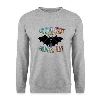 Chauve souris Ce soir c est grasse mat - Sweat-shirt Unisexe - gris chiné - Devant - Alina (178cm) & Michal (187cm)