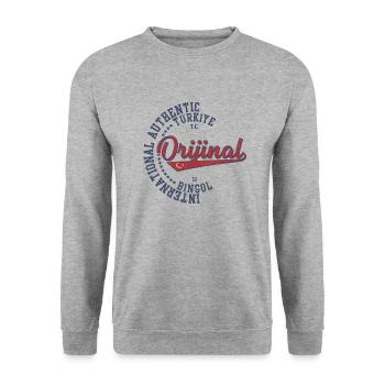 Huile Bing - Sweat-shirt Unisexe - gris chiné - Devant - Alina (178cm) & Michal (187cm)