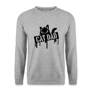 Cat Father Stamp Logo - Unisex Sweatshirt - salt & pepper - Front - Alina (178cm) & Michal (187cm)