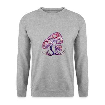 Mushrooms No. 01 - Design B - Unisex Sweatshirt - salt & pepper - Front - Alina (178cm) & Michal (187cm)