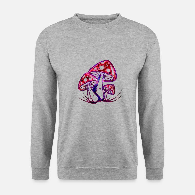 Pilze Nr. 01 - Design A - Unisex Pullover - Weißgrau meliert