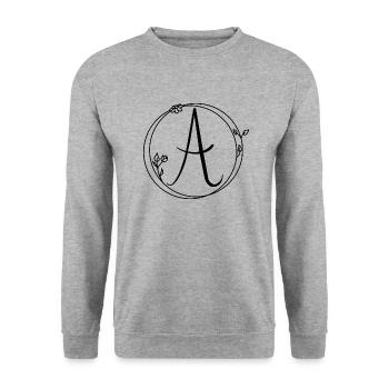 Großbuchstabe A - Unisex Pullover - Weißgrau meliert - Vorne - Alina (178cm) & Michal (187cm)