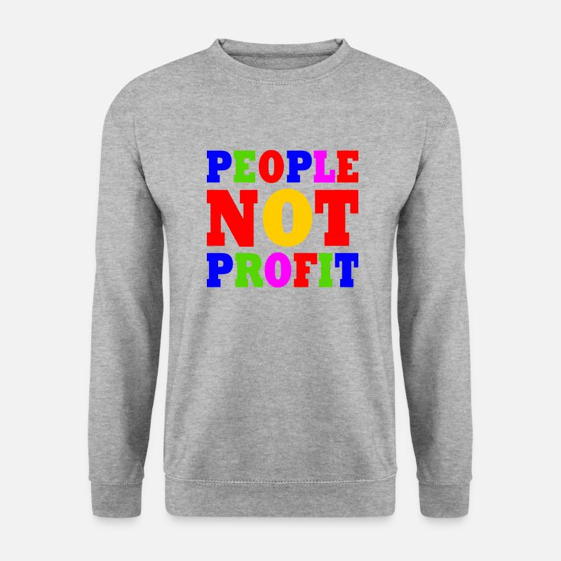 People not profit - Unisex Pullover - Weißgrau meliert