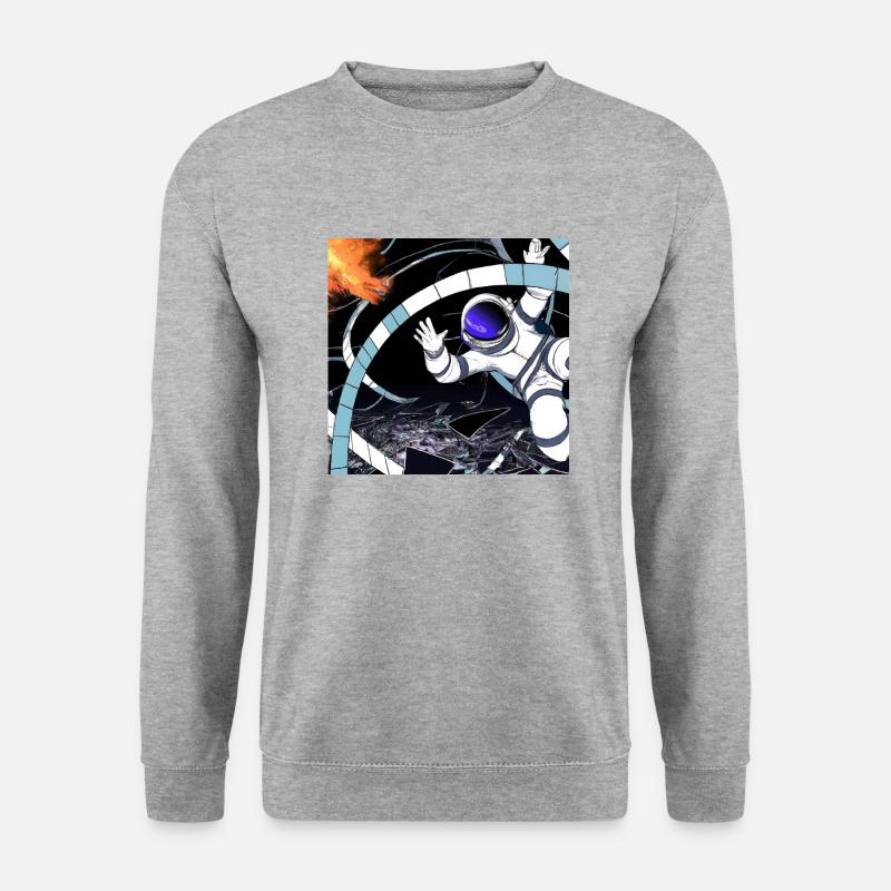 Astronaut fällt in schwarzes Loch - Unisex Pullover - Weißgrau meliert