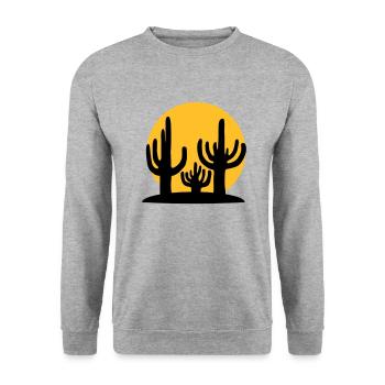 Silhouette Sun 3 Cacti - Unisex Sweatshirt - salt & pepper - Front - Alina (178cm) & Michal (187cm)