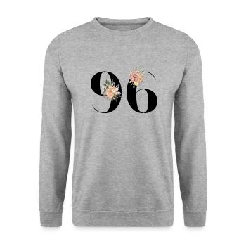 96th Anniversary Flowers (Gift of 96 years) - Unisex Sweatshirt - salt & pepper - Front - Alina (178cm) & Michal (187cm)