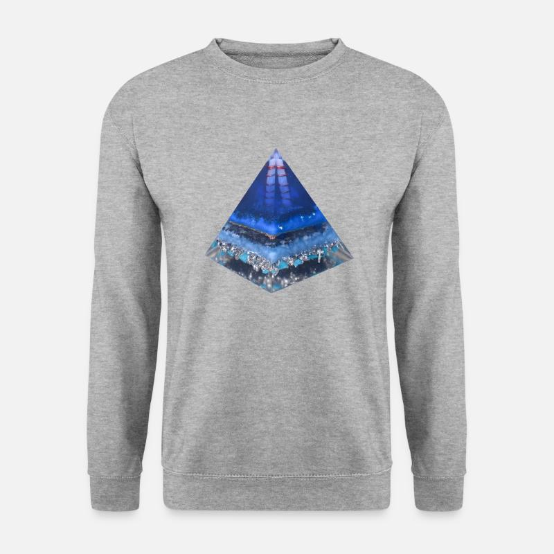 Kraft des Wassers Pyramide / Lebensenergie - Unisex Pullover - Weißgrau meliert