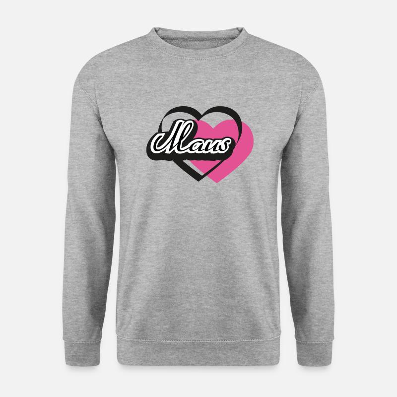 Kosename Maus Herz - Unisex Pullover - Weißgrau meliert