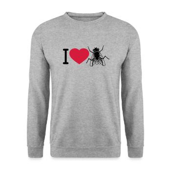 J’aime Housefly Heart - Sweat-shirt Unisexe - gris chiné - Devant - Alina (178cm) & Michal (187cm)