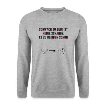 Schwach zu sein ist keine Schande - Unisex Pullover - Weißgrau meliert - Vorne - Alina (178cm) & Michal (187cm)