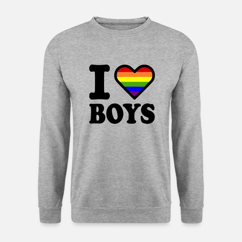I love boys - Unisex Pullover - Weißgrau meliert