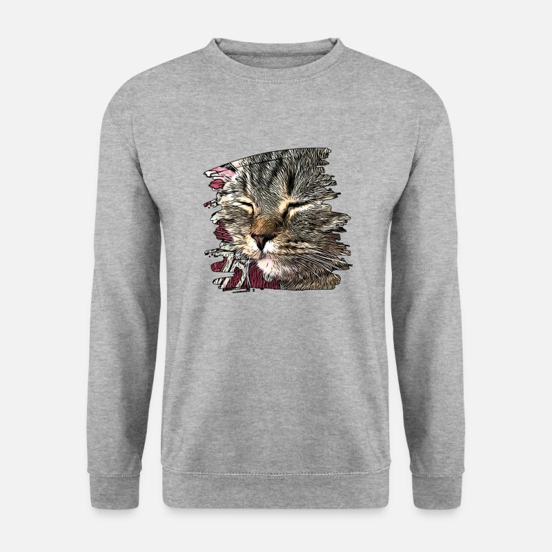 Katzengesicht 6 - Unisex Pullover - Weißgrau meliert
