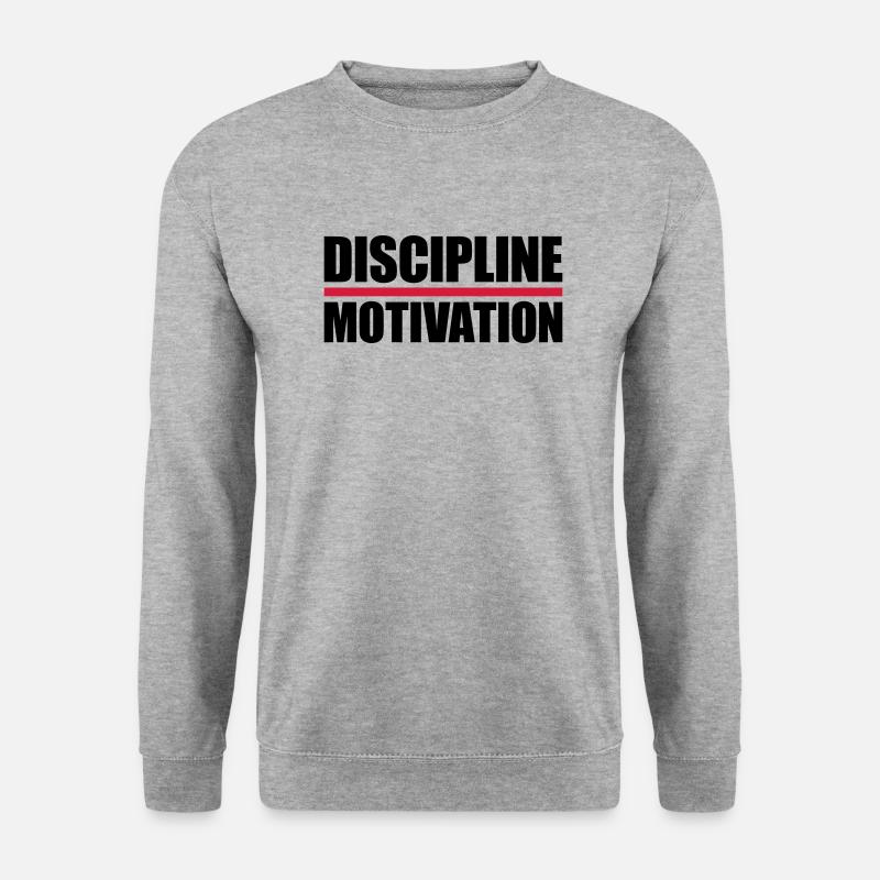 discipline over motivation Zitat - Unisex Pullover - Weißgrau meliert