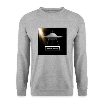 We Come in Peace - Unisex Sweatshirt - salt & pepper - Front - Alina (178cm) & Michal (187cm)