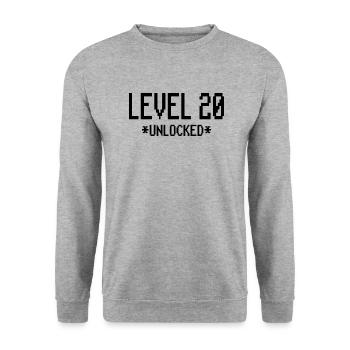 20th Birthday Gift Level 20 Gaming Gambler - Unisex Sweatshirt - salt & pepper - Front - Alina (178cm) & Michal (187cm)