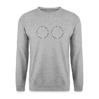 Schau nicht auf meine Kreise, Perverser - Unisex Pullover - Weißgrau meliert - Vorne - Alina (178cm) & Michal (187cm)
