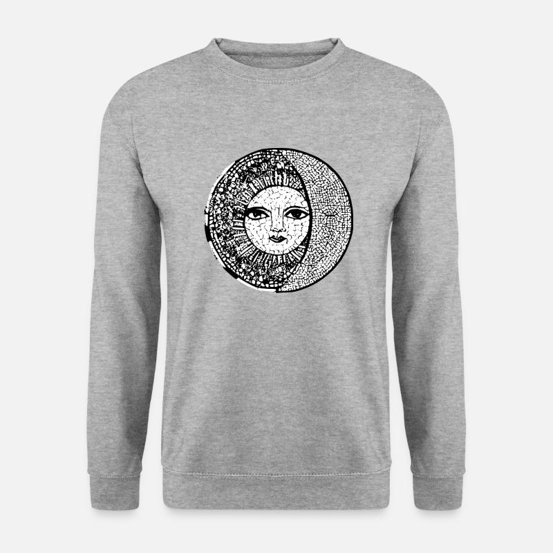 Sonne Mond Mosaik Astrologie mystisch Symbol 06 - Unisex Pullover - Weißgrau meliert